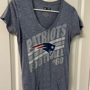 New England Patriots Blue Gray V-Neck T-Shirt